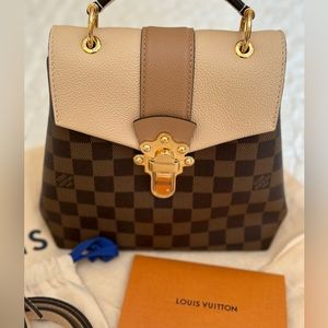 Authentic Louis Vuitton Clapton backpack - Damier Ebene, Beige Leather